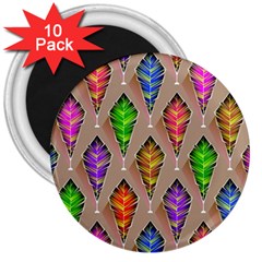Abstract Background Colorful Leaves 3  Magnets (10 Pack)  by Alisyart