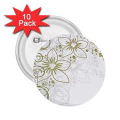 Flowers Background Leaf Leaves 2 25  Buttons (10 Pack)  by Mariart