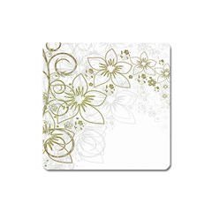 Flowers Background Leaf Leaves Square Magnet by Mariart