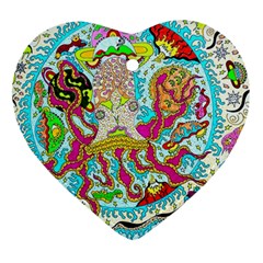 Supersonic Octopus Ornament (heart) by chellerayartisans