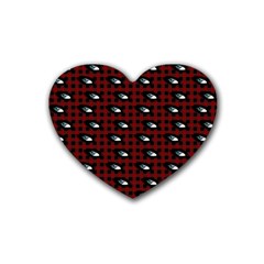 Eyes Red Plaid Heart Coaster (4 Pack)  by snowwhitegirl