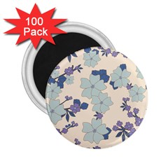 Vintage Floral Blue Pattern 2 25  Magnets (100 Pack)  by snowwhitegirl
