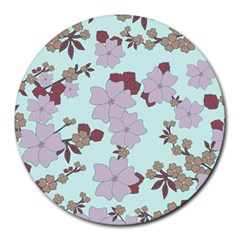 Vintage Floral Lilac Pattern Round Mousepads by snowwhitegirl