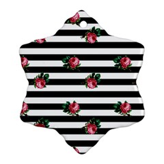 Black Stripes Roses Snowflake Ornament (two Sides) by snowwhitegirl
