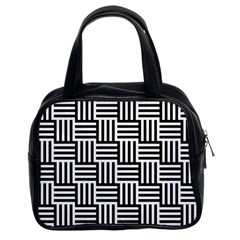 Black And White Basket Weave Classic Handbag (two Sides) by retrotoomoderndesigns
