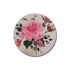 Margaret s Rose Rubber Coaster (round)  by Riverwoman