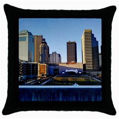 Columbus Skyline Throw Pillow Case (black) by Riverwoman