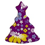 Floral Flowers Christmas Tree Ornament (Two Sides) Back