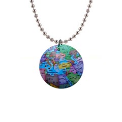 Globe World Map Maps Europe 1  Button Necklace by Sudhe
