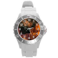 Geology Sand Stone Canyon Round Plastic Sport Watch (l) by Sudhe
