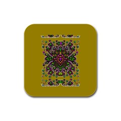 Ornate Dots And Decorative Colors Rubber Square Coaster (4 Pack)  by pepitasart