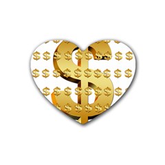 Dollar Money Gold Finance Sign Heart Coaster (4 Pack)  by Mariart