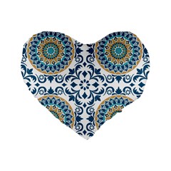 Tile Vintage Pattern Design Standard 16  Premium Heart Shape Cushions by Pakrebo