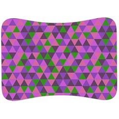 Retro Pink Purple Geometric Pattern Velour Seat Head Rest Cushion by snowwhitegirl