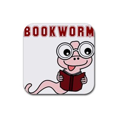 Literal Bookworm Rubber Coaster (square)  by emeraldwolfpress