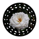 White Smooth Rose Ornament (Round Filigree) Front