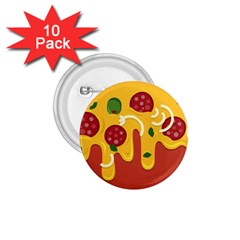 Pizza Topping Funny Modern Yellow Melting Cheese And Pepperonis 1 75  Buttons (10 Pack) by genx