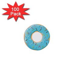 Pastel Blue Donut With Rainbow Candies 1  Mini Buttons (100 Pack)  by genx