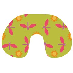 Dragonfly Sun Flower Seamlessly Travel Neck Pillows by HermanTelo