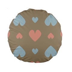 Hearts Heart Love Romantic Brown Standard 15  Premium Round Cushions by HermanTelo