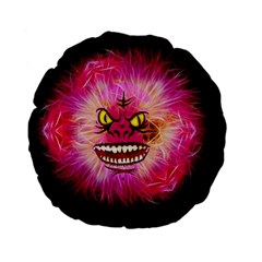 Monster Pink Eyes Aggressive Fangs Standard 15  Premium Flano Round Cushions by HermanTelo