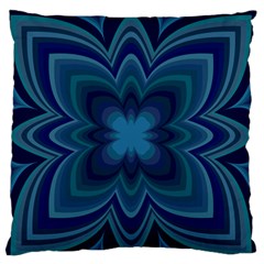 Blue Geometric Flower Dark Mirror Standard Flano Cushion Case (one Side) by HermanTelo