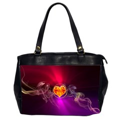 Flame Heart Smoke Love Fire Oversize Office Handbag (2 Sides) by HermanTelo