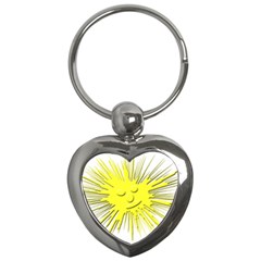 Smilie Sun Emoticon Yellow Cheeky Key Chains (heart)  by HermanTelo