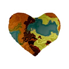 Map Geography World Yellow Standard 16  Premium Heart Shape Cushions by HermanTelo