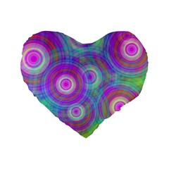 Circle Colorful Pattern Background Standard 16  Premium Heart Shape Cushions by HermanTelo