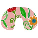 Background Colorful Floral Flowers Travel Neck Pillow Front
