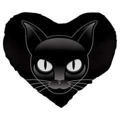 Grey Eyes Kitty Cat Large 19  Premium Heart Shape Cushions by HermanTelo