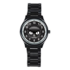 Grey Eyes Kitty Cat Stainless Steel Round Watch by HermanTelo