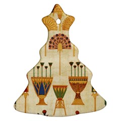 Egyptian Paper Papyrus Hieroglyphs Christmas Tree Ornament (two Sides) by Sapixe