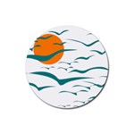 Sunset Glow Sun Birds Flying Rubber Coaster (Round)  Front