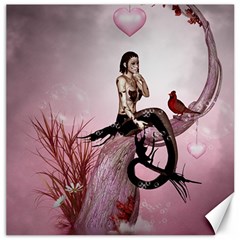 Wonderful Dark Mermaid Sitting On A Tree Canvas 20  X 20  by FantasyWorld7