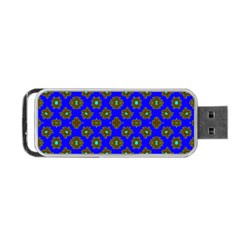 Modern Brown Flowers On Blue Portable Usb Flash (one Side) by BrightVibesDesign