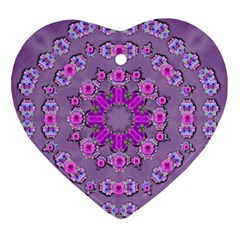 Beautiful Floral Wreaths And Flowers Around The Earth Heart Ornament (two Sides) by pepitasart
