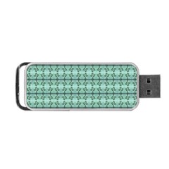 Cute Flowers Vines Pattern Pastel Green Portable Usb Flash (one Side) by BrightVibesDesign