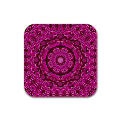 Happy Florals  Giving  Peace And Great Feelings Rubber Square Coaster (4 Pack)  by pepitasart