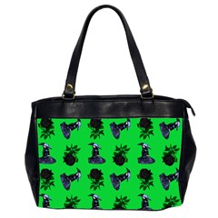 Gothic Girl Rose Green Pattern Oversize Office Handbag (2 Sides) by snowwhitegirl