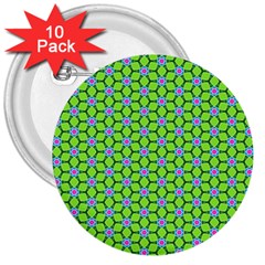 Pattern Green 3  Buttons (10 Pack)  by Mariart