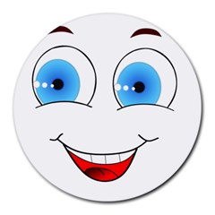 Smiley Face Laugh Comic Funny Round Mousepads by Sudhe