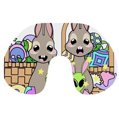 Graphic Kawaii Bunnies Travel Neck Pillow by Sudhe