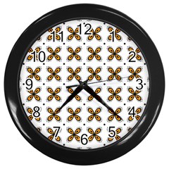 Pattern Orange Wall Clock (black) by HermanTelo