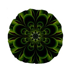 Abstract Flower Artwork Art Floral Green Standard 15  Premium Round Cushions by Sudhe