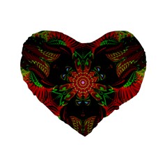 Artwork Art Fractal Flower Design Standard 16  Premium Heart Shape Cushions by Pakrebo