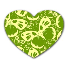 Butterflies Pattern Background Green Decoration Repeating Style Sketch Heart Mousepads by fashionpod