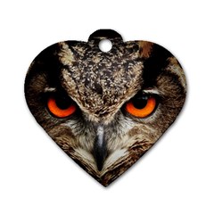 Owl Bird Eyes Eagle Owl Birds Dog Tag Heart (one Side) by Wegoenart