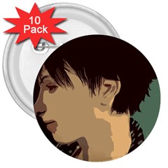 Punk Face 3  Buttons (10 Pack)  by snowwhitegirl